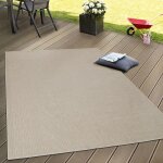 Paco home int�rieur & ext�rieur tissage � plat tapis terrasses tapis look naturel en beige 160 cm rond ...