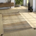 Paco home tapis de cr�ateur tapis tiss� kilim tiss� main 100�% coton moderne � motifs beige 60x110 cm ...