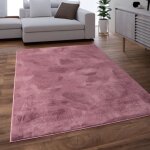 Paco home tapis salon adulte poil long shaggy lavable en machine moelleux pelucheux rosa rose mauve lilas ...