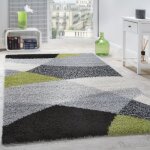 Paco home tapis shaggy longues mches hautes motifs gris noir blanc vert 70x250 cm