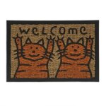 Relaxdays paillasson coco tapis d?entr�e chat welcome 60x40 cm caoutchouc int�rieur ext�rieur orange ...