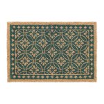 Relaxdays paillasson coco design floral tapis de porte extrieur & intrieur caoutchout 60x40 cm bleu ...