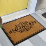 Paillasson en fibres naturelles de coco - teppich - traum - home sweet home - noir - rectangulaire - ...