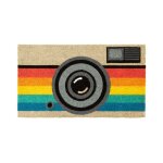 Paillasson original cam�ra r�tro en noix de coco avec support antid�rapant en pvc. dimensions : 70 x ...