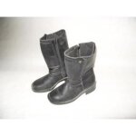 Paire de botte moto en cuir noir pour femme soubirac taille 36 lady vintage