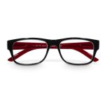Paire de lunettes plastique recycl� noir / rouge + 25 dtp