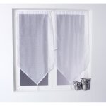 Paire de petits voilages en pointe avec pompon blanc 60x120 cm