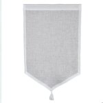 Paire de petits voilages en 100% lin avec pointe et pompon naturel 45x70 cm