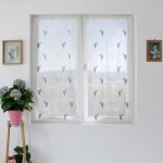 Paire de petits voilages aux broderies bicolores gris clair 60x160 cm