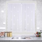 Paire de petits voilages motif flocons blanc 90x120 cm