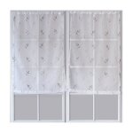 Paire de petits voilages motif floral gris clair 60x120 cm