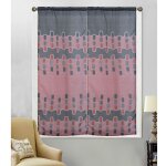 Paire de petits voilages au style g�om�trique bordeaux 60x120 cm