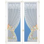 Paire de rideaux bonne - femme dentelle et franges vert 60x120 cm