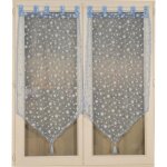 Paire de petits voilages � bulles argent�es bleu 60x160 cm