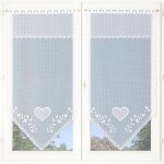 Paire de petits voilages c?ur en pointe blanc 60x160 cm