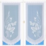 Paire de petits voilages en dentelle motifs papillons blanc 60x160 cm