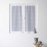 Paire de petits voilages droits � pois color�s blanc 60x160 cm
