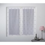Paire de petits voilages droits � pois color�s gris perle 60x160 cm