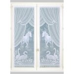 Paire de petits voilages esprit equestre blanc 60x160 cm
