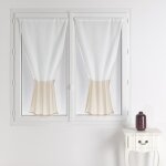 Paire de petits voilages bicolore beige 60x120 cm