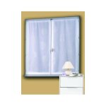 Paire de petits voilages en �tamine motif argent blanc 45x120 cm