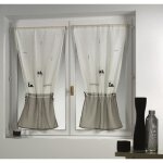 Paire de vitrages - futura - gris - 80x160cm - 100% polyester - voilage contemporain