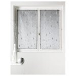 Paire de petits voilages organza et jacquard � motifs gouttes gris clair 45x120 cm