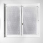 Paire de voilage en etamine � imprim�s argent�s blanc 60x160 cm