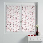 Voilages à passants double effet sablé avec broderie petites fleurs - paris prix - blanc & rouge - 60x120cm ... Voilages à passants double effet sablé avec broderie petites fleurs - paris prix - blanc & rouge - 60x120cm ...