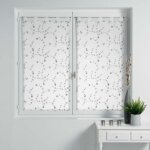 Paire de voilages petite fleur 60x90cm blanc & gris