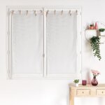 Paire voilages avec ruban en jute blanc 60x160 cm