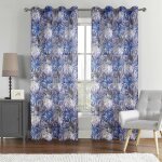 Paire de voilage au style tropical bleu 140x260 cm