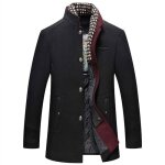 Pakra hommes hiver long chaud laine de paississant trench xd570 noir