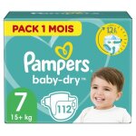 Pampers baby - dry taille 7 112 couches - pack 1 mois Pampers baby - dry taille 7 112 couches - pack 1 mois
