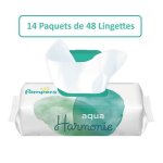Pampers lingettes aqua harmonie 672 lingettes 14 paquets de 48 lingettes