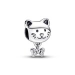 Charm - pandora - chat & n?ud - mtal - argent - mixte