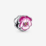 Charm - pandora - pens�e rose - argent - rose - femme