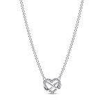 Collier - pandora - c?ur infini scintillant - argent sterling - cristal - gris