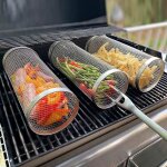 Panier de bbq en acier inox cylindrique 30cm - wirlsweal - a poser - antiadhsif et rsistant  la rouille ...