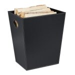 Relaxdays panier  bois range - buches en similicuir rangement & transport porte - revues avec poignes ...