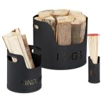 Relaxdays panier à bûches jeu de 3 pour bois de chauffage d?allumage et allumettes corbeille d. 37 / ... Relaxdays panier à bûches jeu de 3 pour bois de chauffage d?allumage et allumettes corbeille d. 37 / ...