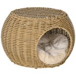 Pawhut - niche pour chat - résine tressée imitation rotin - 40x40x30cm - marron Pawhut - niche pour chat - résine tressée imitation rotin - 40x40x30cm - marron