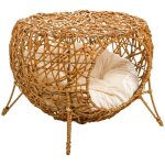 Pawhut - niche pour chat - rotin - 40x40x32cm - marron Pawhut - niche pour chat - rotin - 40x40x32cm - marron