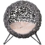 Panier chat pawhut r�sine tress�e 52x52x58cm gris