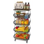 Panier  fruits et lgumes ohmg anier - noir - 40 * 30 * 94cm - acier au carbone - rangement multifonctionnel ...