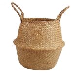 Panier dherbe avec poignes pliante de plante de plante tisse du ventre pour le stockage de blanchisserie ...