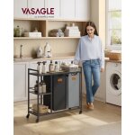 Panier � linge 2 compartiments 100 l roulettes avec �tag�res poches amovibles 6 �tiquettes marron noir ...