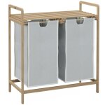 Homcom - panier � linge - bambou - 63. 5x33x73cm - cr�me