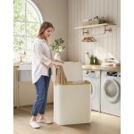 Panier � linge avec couvercle 3 compartiments 150l doublure en maille amovible pliable 60 x 385 x 705 ...