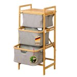 Panier  linge - karat - missouri - 3 compartiments - bambou - 33 x 44 x 96 cm